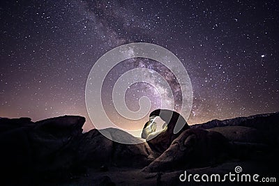 Milky Way Galaxy Over the Desert Stock Photo