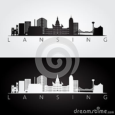 Lansing USA skyline and landmarks silhouette Vector Illustration