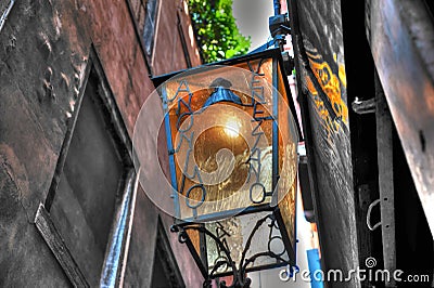 Lantern in an alley of Venice Editorial Stock Photo