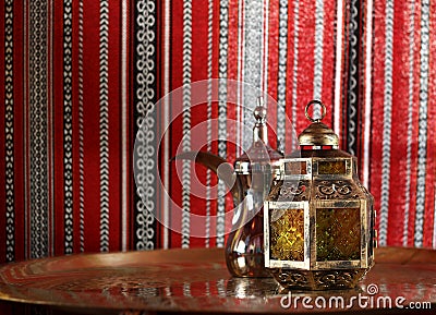 Lantern and arabic teapot Stock Photo