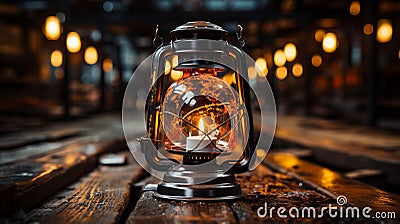 A lantern with a candle inside Stock Photo