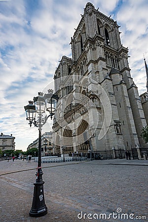 A Lantern in front of the Cathedral Editorial Stock Photo
