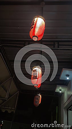 Lantern lights look beautiful at night Stock Photo