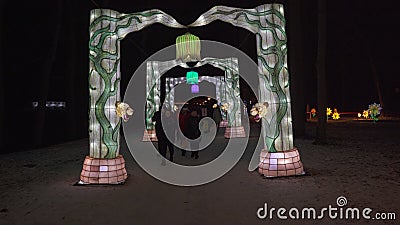 Lantern Sculptures Bring Touch Of Wonderland, a World of Illusions and Magic, Millions of Bulbs in Several Huge Silk Sculptures Ch Editorial Stock Photo