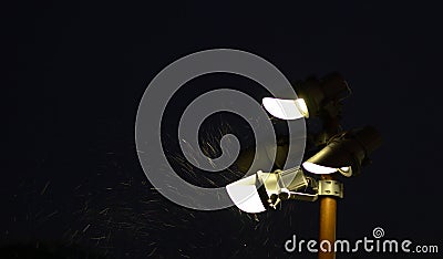 Lantern snow in darkness Stock Photo