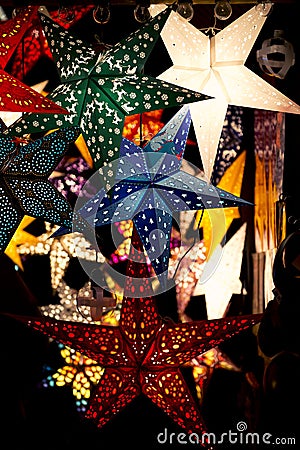 Lanterns on christmas market Stock Photo