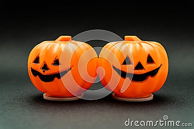 Lanterns in form of Halloween pumpkins isolated on a black background Stock Photo