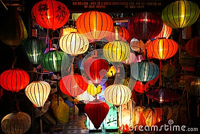 Lanterns at market street,Hoi An, Vietnam Stock Photo