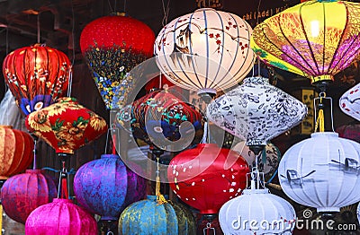 Lanterns in Old Street Hoi An, Vietnam Stock Photo