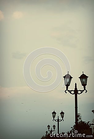 Lanterns on the seafront Stock Photo