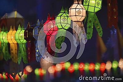 Lanterns in Yee-Peng festival Stock Photo