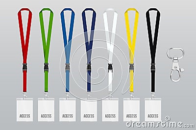 lanyard-pass-template-mockup-illustration-ribbon-plastic-colored Vector Illustration