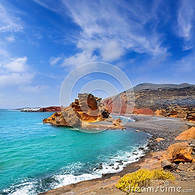 Lanzarote El Golfo Lago de los Clicos Stock Photo