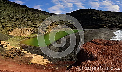 Lanzarote, green lake near El Golfo. Stock Photo