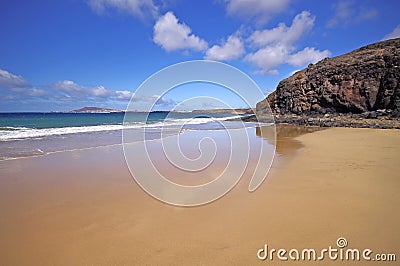 Lanzarote Playa del Pozo beach in costa Papagayo Stock Photo
