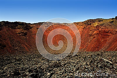 Lanzarote Timanfaya volcano crater in Canaries Stock Photo