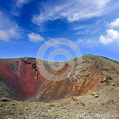 Lanzarote Timanfaya volcano crater in Canaries Stock Photo