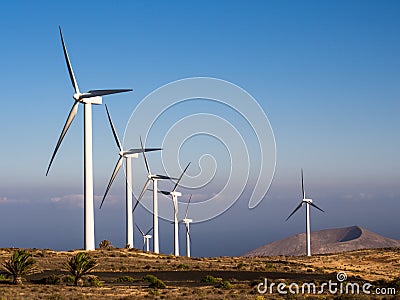 Wind Farm Turbines - Renewable Clean Green Energy Stock Photo