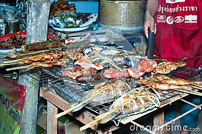 Lao barbecue, Hongsa, Laos Editorial Stock Photo