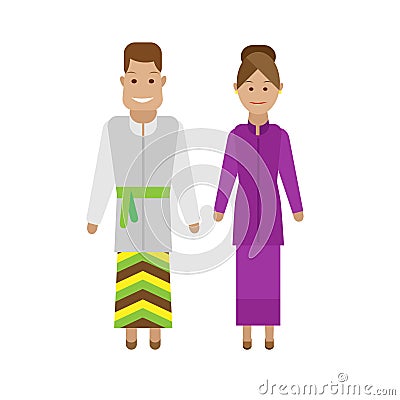 Lao national dress Vector Illustration
