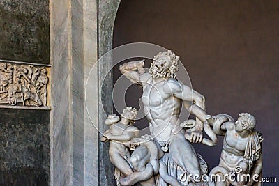 LaocoÃ¶n and His Sons marble stature inside the vatican in rome, italy. Editorial Stock Photo