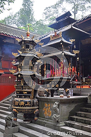 Mount Qingcheng Shangqing Temple, Sichuan, China Editorial Stock Photo