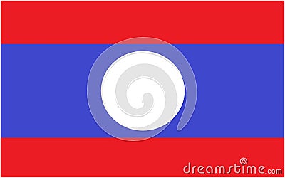 The Laos Flag with three horizontal bands of red and blue white full circle in the middle Cartoon Illustration