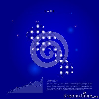 Laos illuminated map with glowing dots. Dark blue space background. Vector illustration Cartoon Illustration