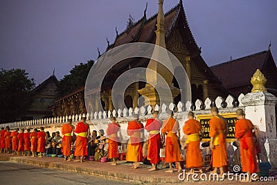 LAOS LUANG PRABANG TRADITION MONKS Editorial Stock Photo