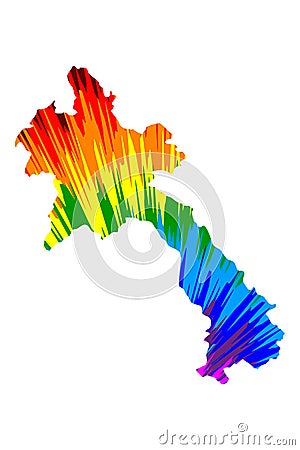 Laos - map is designed rainbow abstract colorful pattern, Lao Peoples Democratic Republic Muang Lao map made of color explosion Vector Illustration