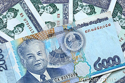 Laos money kip banknotes Stock Photo