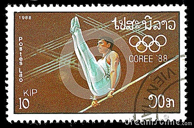 Laos 1988 , Olympic Games - Seoul, Korea Editorial Stock Photo