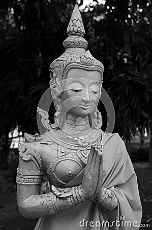 Laos: One out of many beautiful Theravada-Buddhiststatues in Laos Vientiane-City Stock Photo