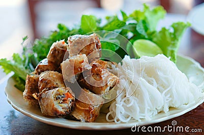 Laos stye spring roll Stock Photo