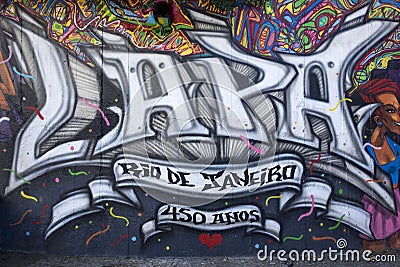 Lapa Street Art Mural, Rio de Janeiro, Brazil Editorial Stock Photo