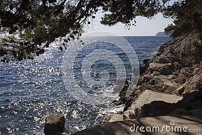 Lapad cliff side, facing adriatic sea Stock Photo