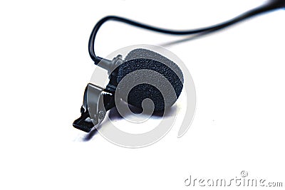 lapel microphone black isolated on white background Stock Photo