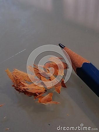 Lapis and chips.. Sharpener pencil. Stock Photo