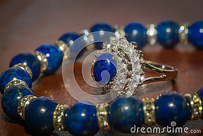 Lapis lazuli bracelet Stock Photo