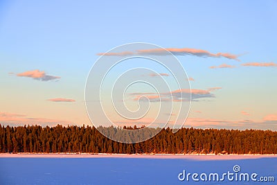 Sunset colours in Lapland, near Kiruna city, the northernmost town in Sweden, Europe Stock Photo