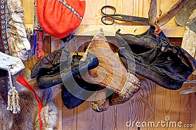 Laplander Sami Tribal traditional boots Stock Photo