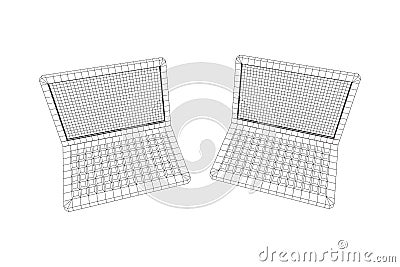 Laptop Abstract Mesh Background Vector Vector Illustration