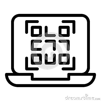 Laptop barcode icon outline vector. Scan code Vector Illustration