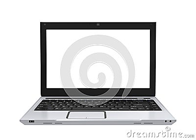 Laptop with Blank White Screen Isolated Stock Photo