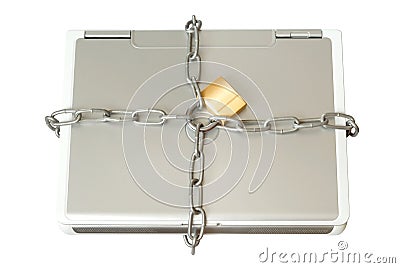 Laptop in Chains Stock Photo