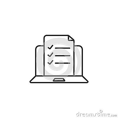 Laptop checklist icon. Simple element illustration. Laptop checklist symbol design template. Can be used for web and mobile Cartoon Illustration