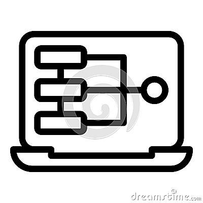 Laptop code html icon outline vector. Cms development Vector Illustration