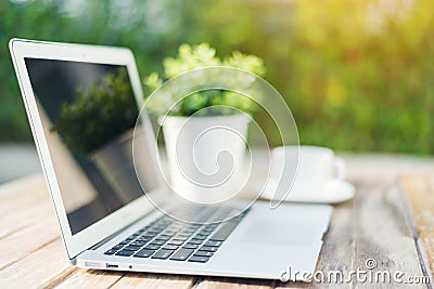 Laptop and coffee Stock Photo