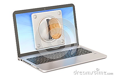 Laptop with coin acceptor, payment concept. 3D rendering Stock Photo