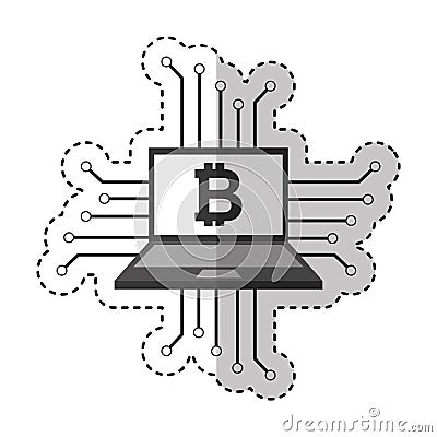 Laptop computer with bitcoin Vector Illustration